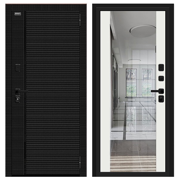 Входная дверь BRAVO Лайнер-3 Black Carbon/Off-white
