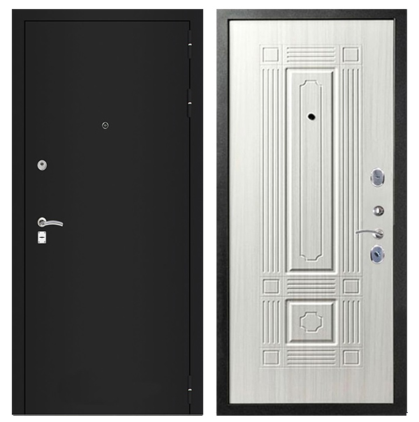 Входная дверь Стальной Стандарт S11 Черная шагрень/Сандал белый