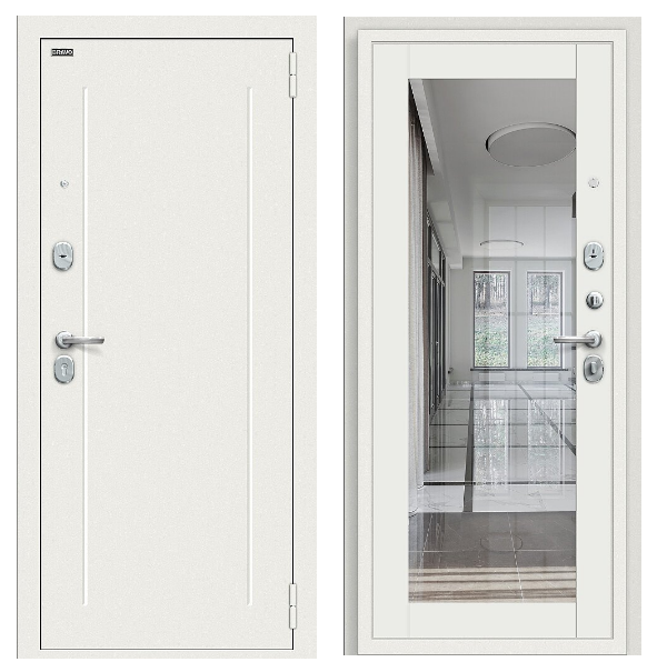 Входная дверь BRAVO Флэш Kale Шагрень белая/Off-white