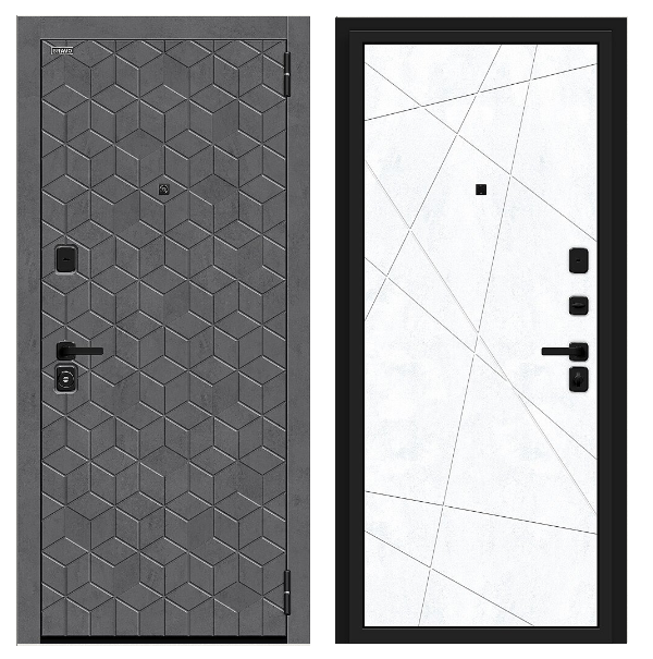 Входная дверь BRAVO Кьюб (RBE) Slate Art/Snow Art