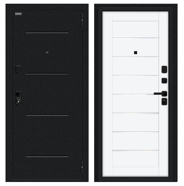 Входная дверь BRAVO Техно/SBlack White Silk