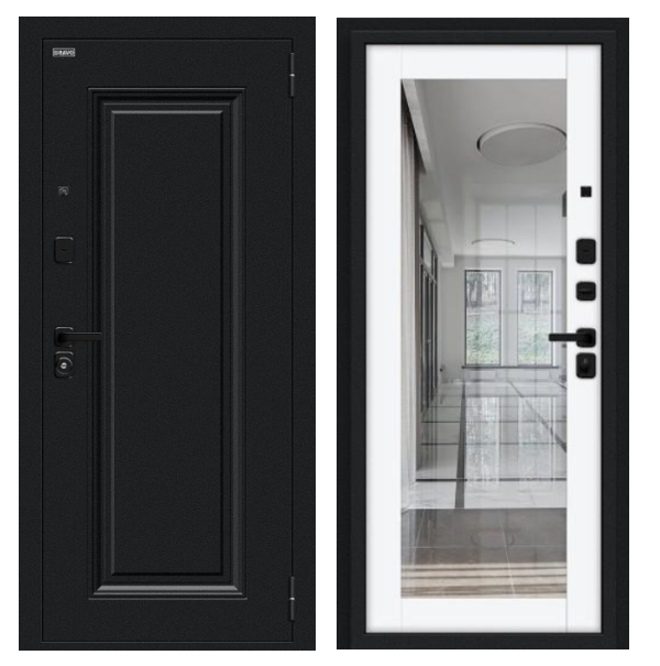 Входная дверь BRAVO Флэш МФ/SBlack White Silk