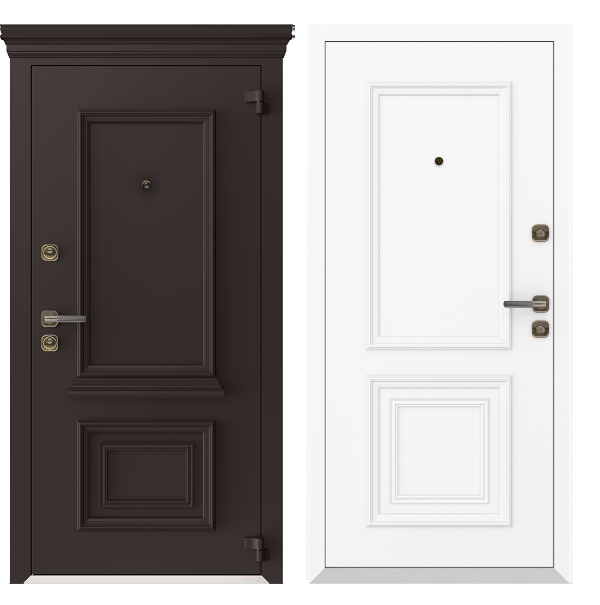 Входная дверь Elartum термо AG6016 8019 - Белый камень 9016