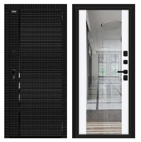 Входная дверь BRAVO Лайнер/SBlack Black Carbon/White Silk