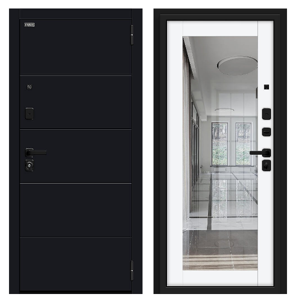 Входная дверь BRAVO Флэт/SBlack White Silk