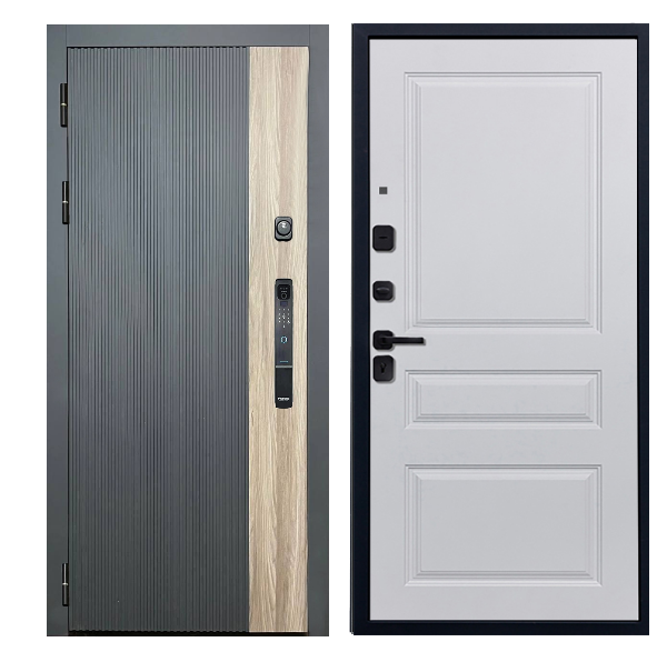 Входная дверь Дива Карма Смарт (Серая Рейки Вертикаль)