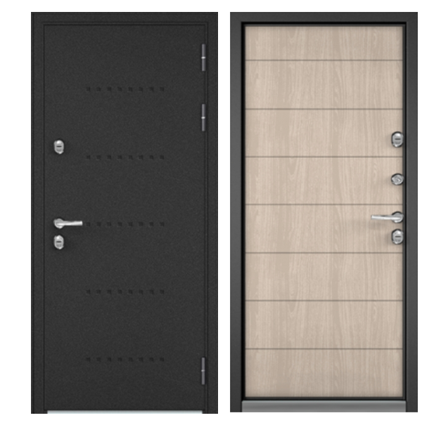 Дверь Мастино Термо Сплит Букле Антрацит Ясень ривьера айс (908)