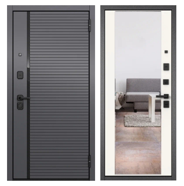 Дверь Мастино ТРАСТ ЭКО Зеркало Оскуро/Белый софт (334)