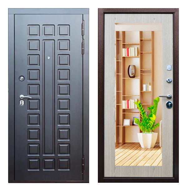 Входная дверь Броня Лайф Белый дуб зеркало