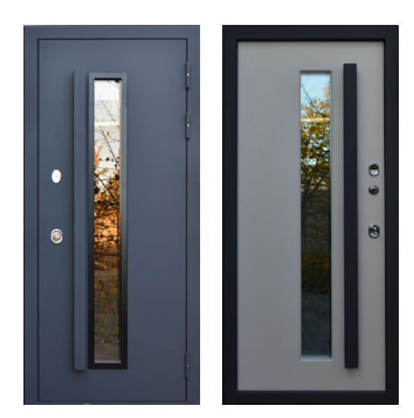 Входная дверь Броня Квадро 7024 с терморазрывом (черная рамка)